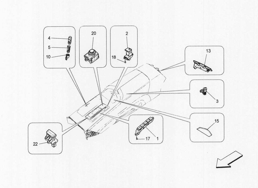 maserati qtp. v6 3.0 bt 410bhp 2wd 2017 centre console devices part diagram