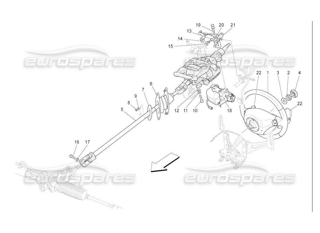 maserati qtp. (2007) 4.2 auto steering column and steering wheel unit part diagram