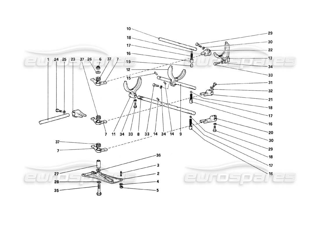 ferrari mondial 8 (1981) inside gearbox controls part diagram