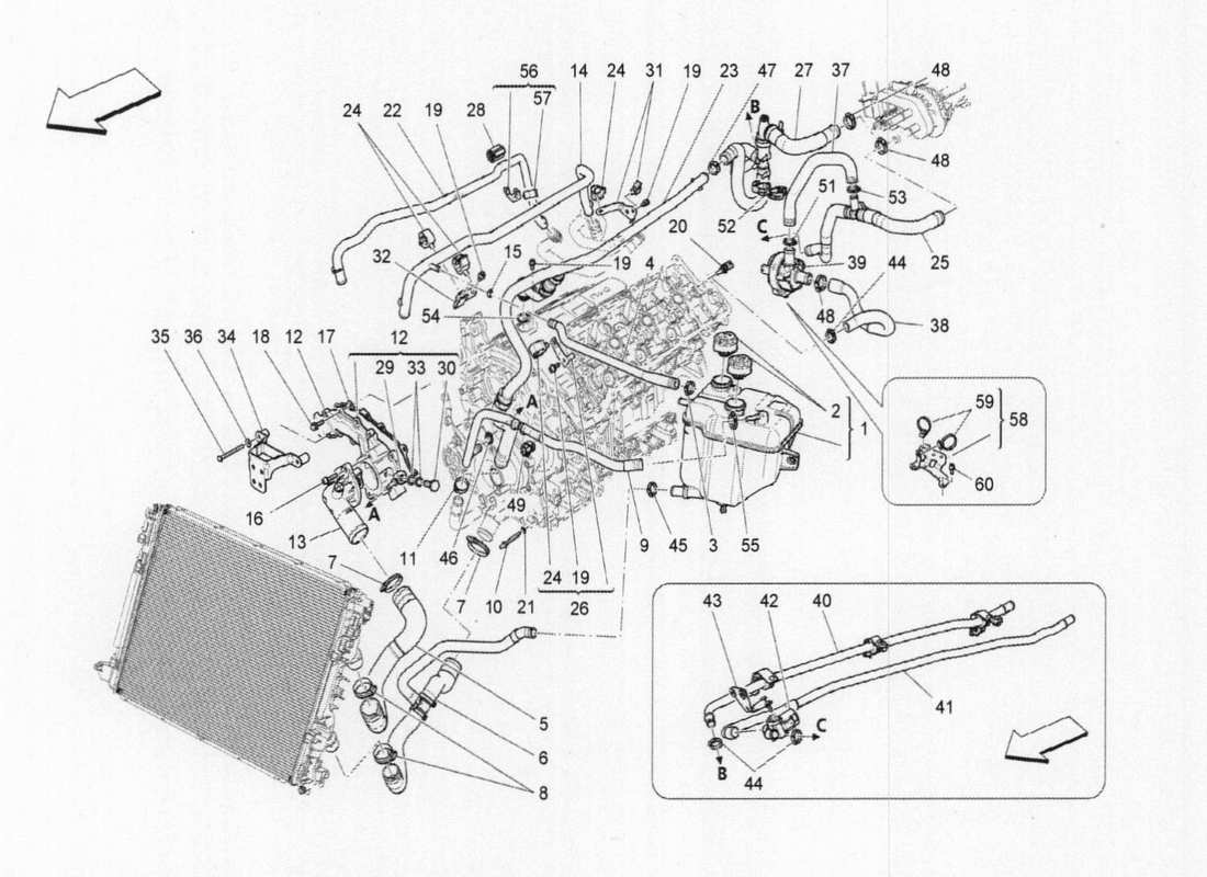 maserati qtp. v6 3.0 bt 410bhp 2015 cooling system part diagram