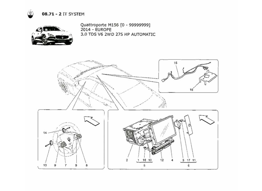 maserati qtp. v6 3.0 tds 275bhp 2014 it system part diagram