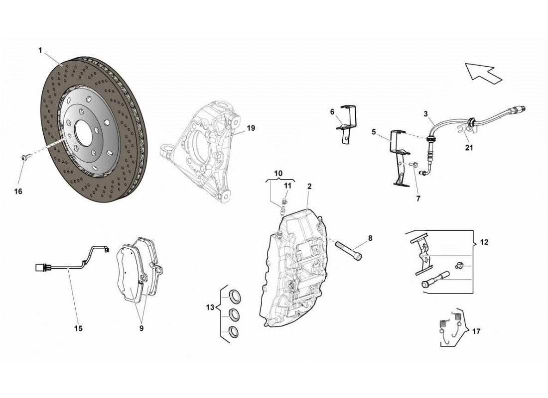 lamborghini gallardo sts ii sc front brakes discs ccb part diagram