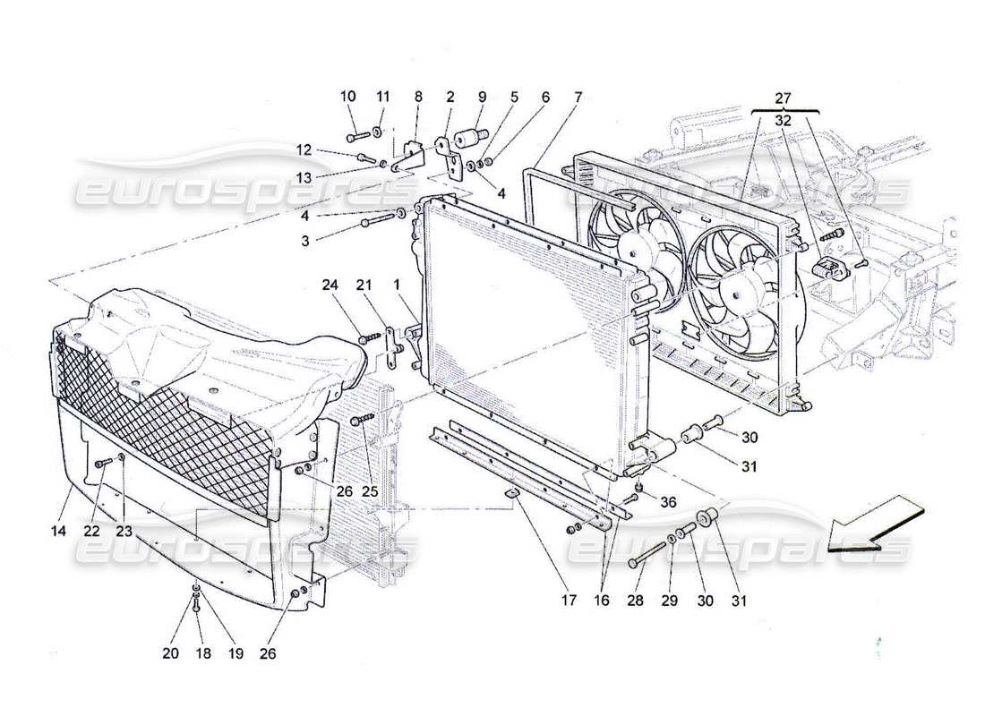 maserati qtp. (2010) 4.2 cooling: air radiators and ducts part diagram