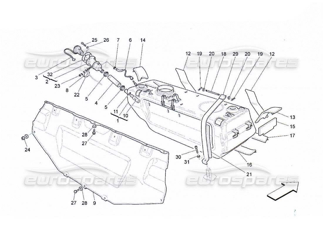 maserati qtp. (2010) 4.2 fuel tank part diagram