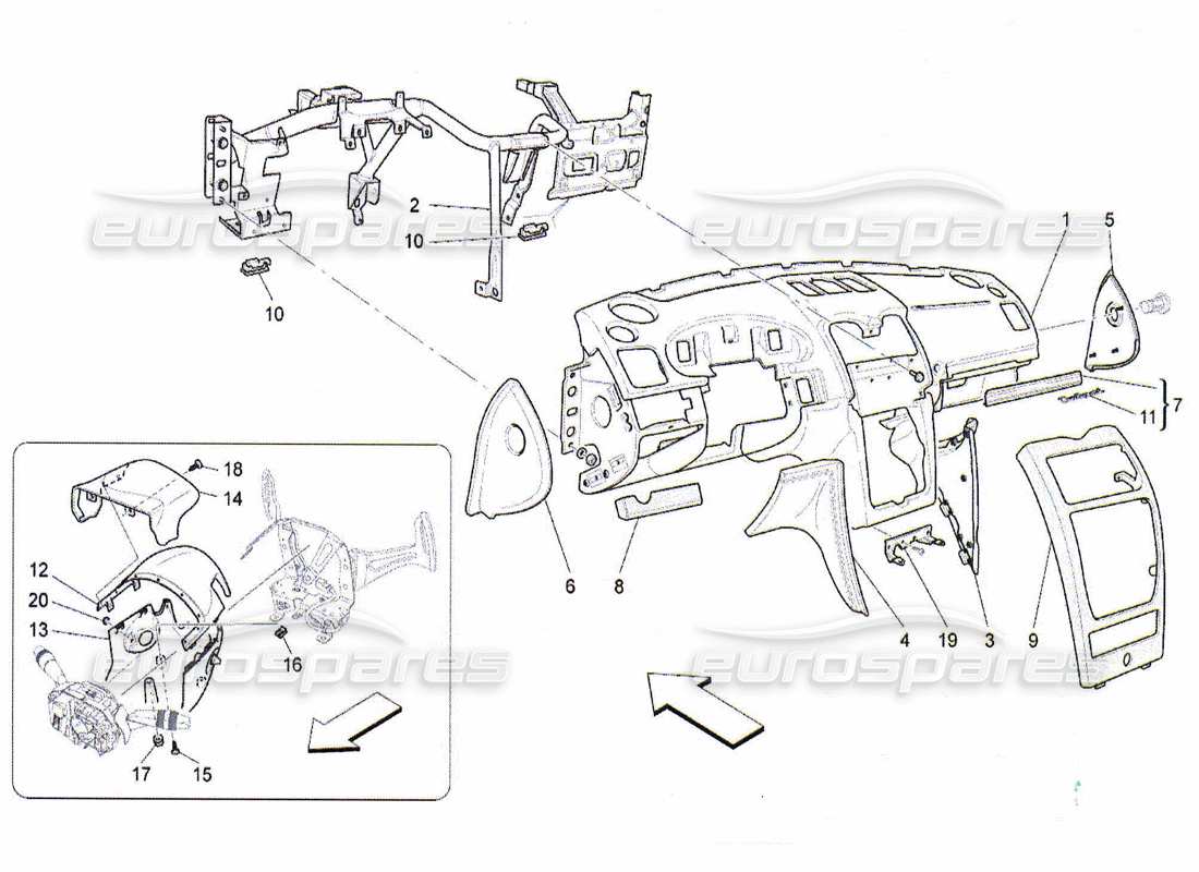 maserati qtp. (2010) 4.2 dashboard unit part diagram