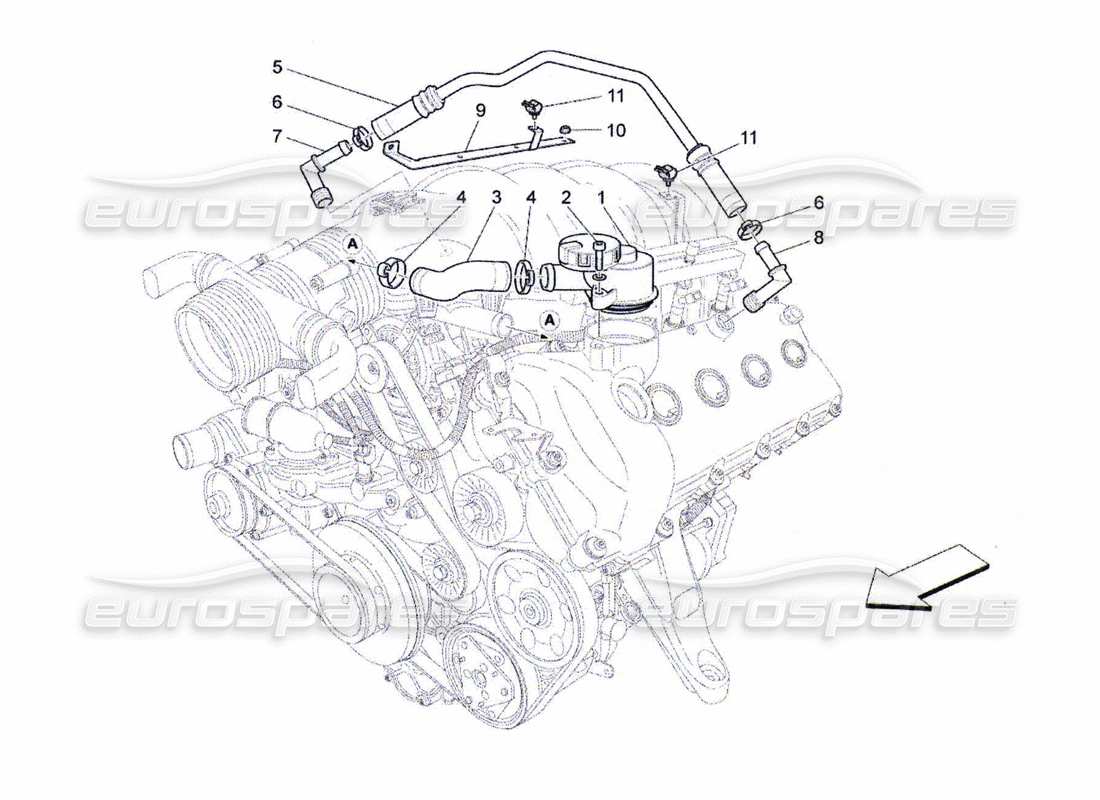 maserati qtp. (2010) 4.7 oil vapour recirculation system part diagram