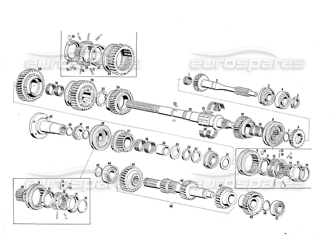 maserati qtp.v8 4.7 (s1 & s2) 1967 transmission gears part diagram