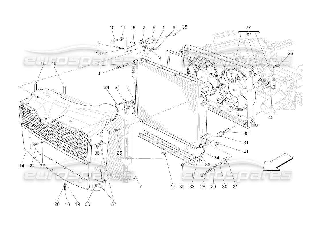 maserati qtp. (2011) 4.2 auto cooling: air radiators and ducts part diagram