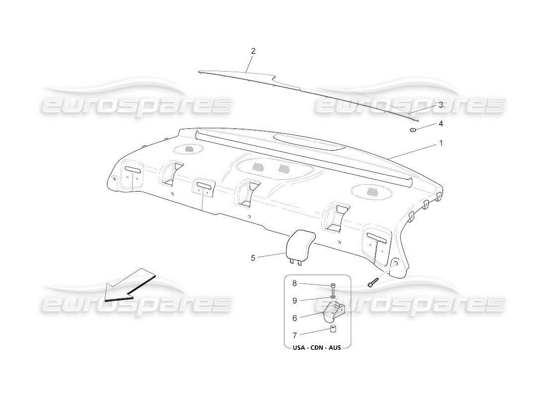 maserati qtp. (2011) 4.2 auto rear parcel shelf part diagram