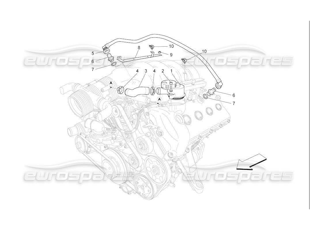 maserati qtp. (2007) 4.2 auto oil vapour recirculation system part diagram