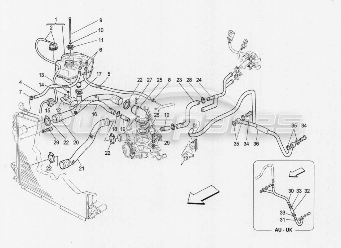 maserati granturismo special edition cooling system: nourice and lines part diagram