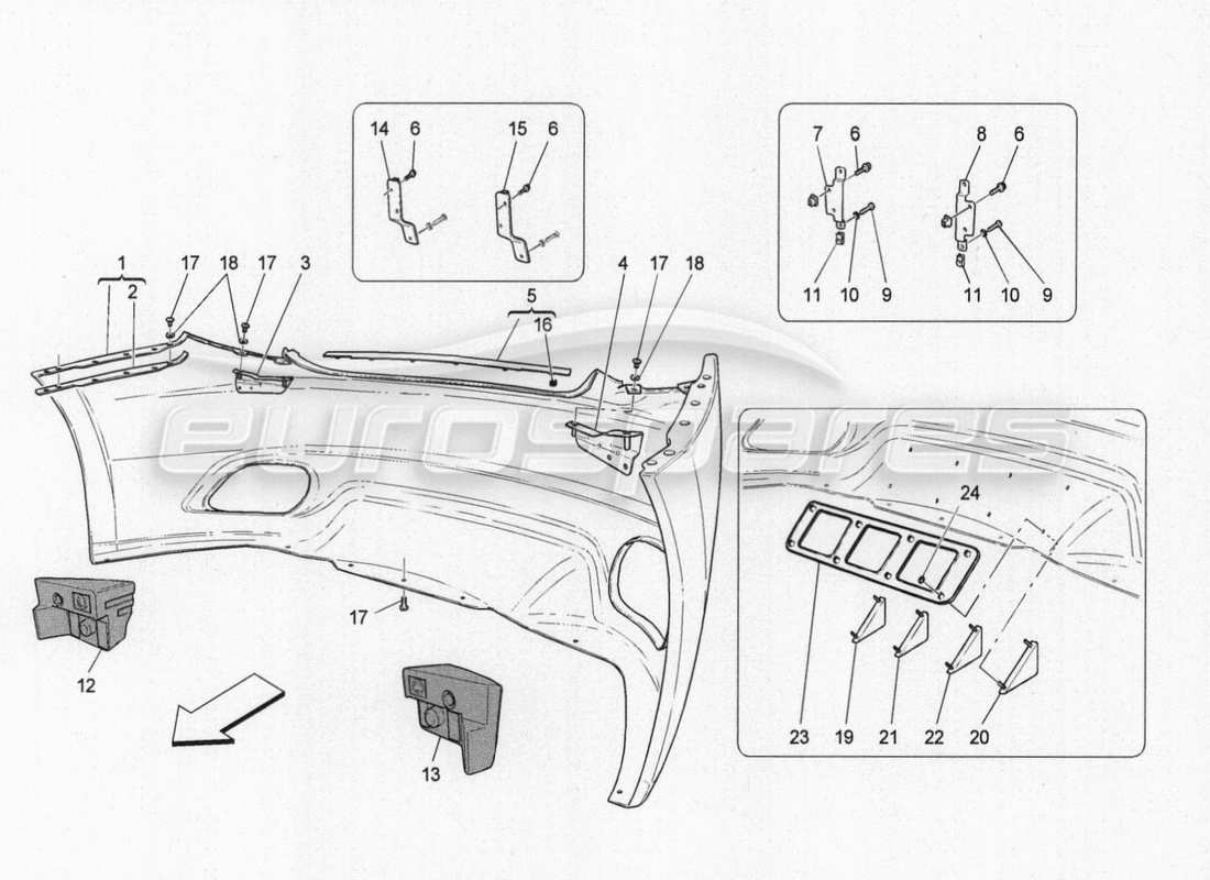 maserati granturismo special edition rear bumper part diagram