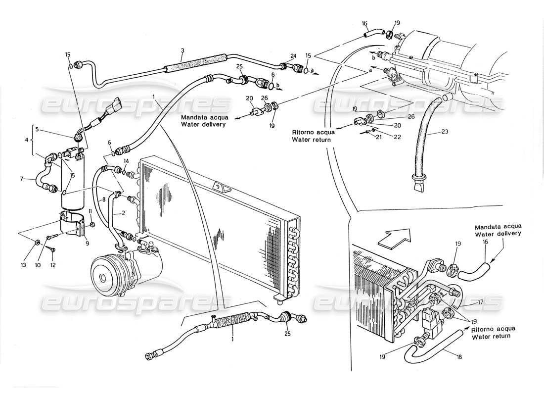 maserati 228 air conditioning system (lh steering) part diagram