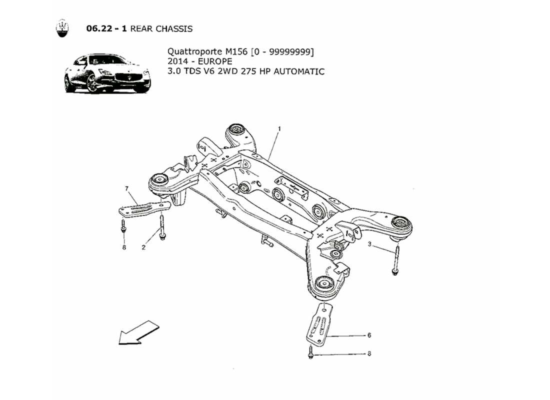 maserati qtp. v6 3.0 tds 275bhp 2014 rear chassis part diagram