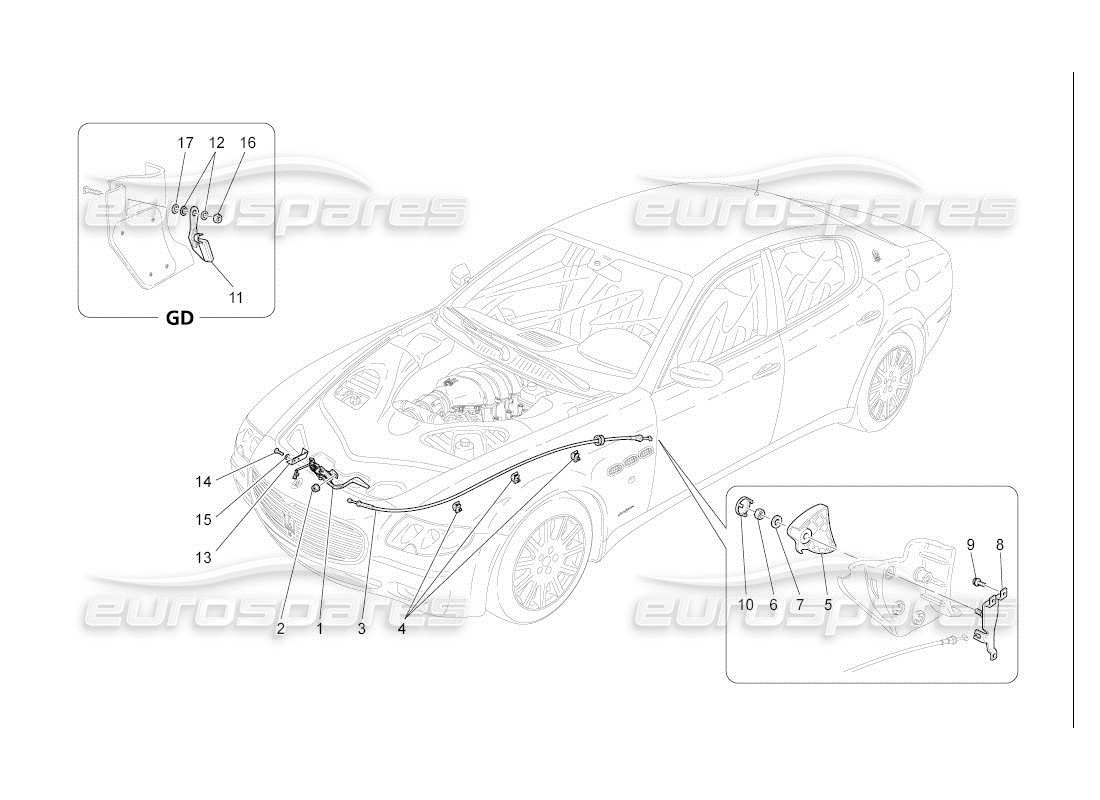 maserati qtp. (2007) 4.2 auto front lid opening button part diagram