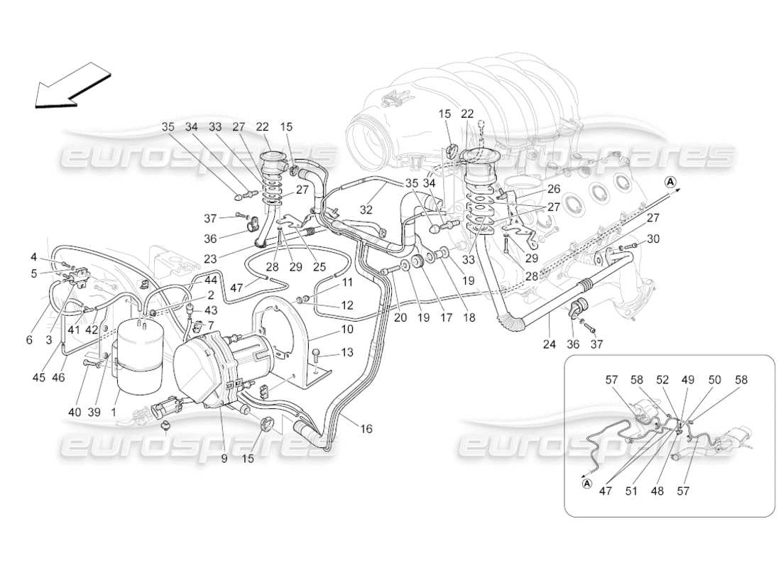 maserati grancabrio (2011) 4.7 additional air system part diagram