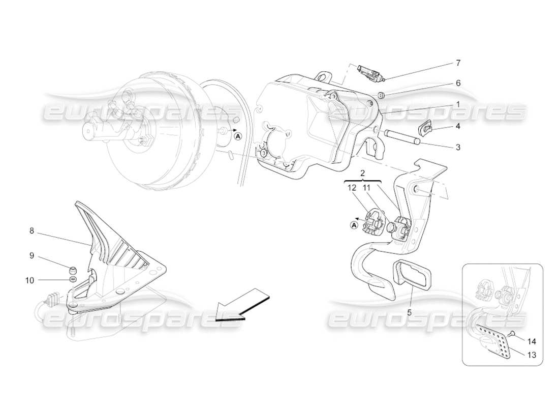 maserati grancabrio (2011) 4.7 complete pedal board unit part diagram