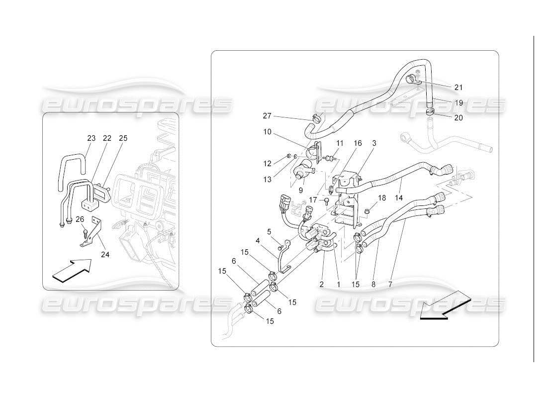 maserati qtp. (2007) 4.2 auto a c unit: engine compartment devices part diagram