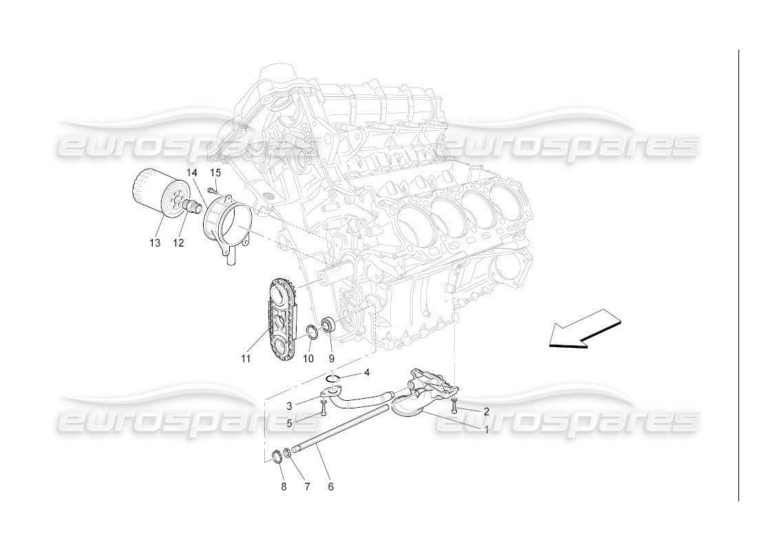 maserati qtp. (2007) 4.2 auto lubrication system: pump and filter part diagram