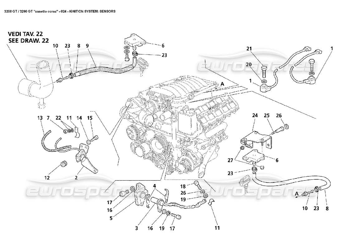 maserati 3200 gt/gta/assetto corsa ignition system: sensors part diagram