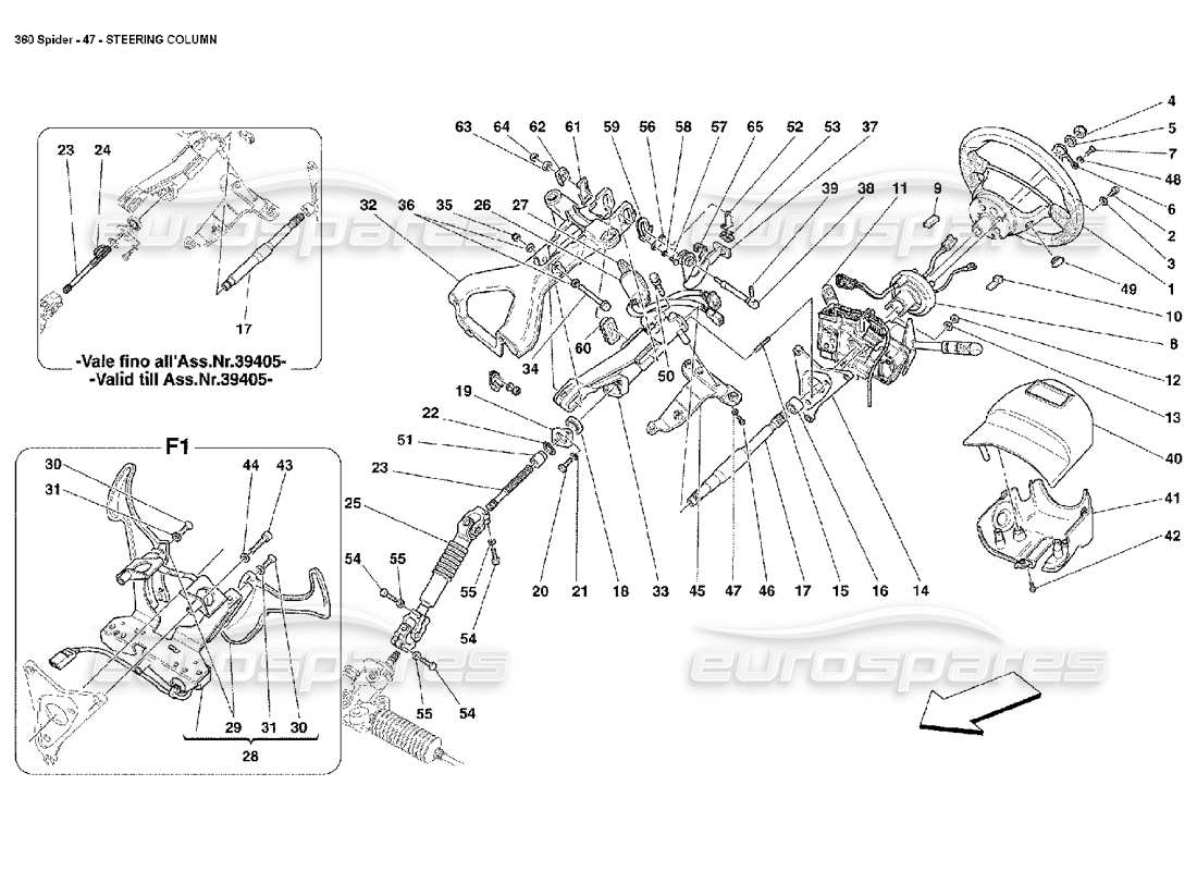 ferrari 360 spider steering column part diagram