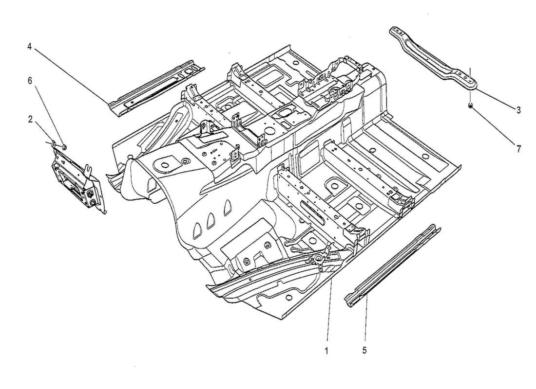 maserati qtp. v8 3.8 530bhp 2014 central structural frames and sheet panels part diagram