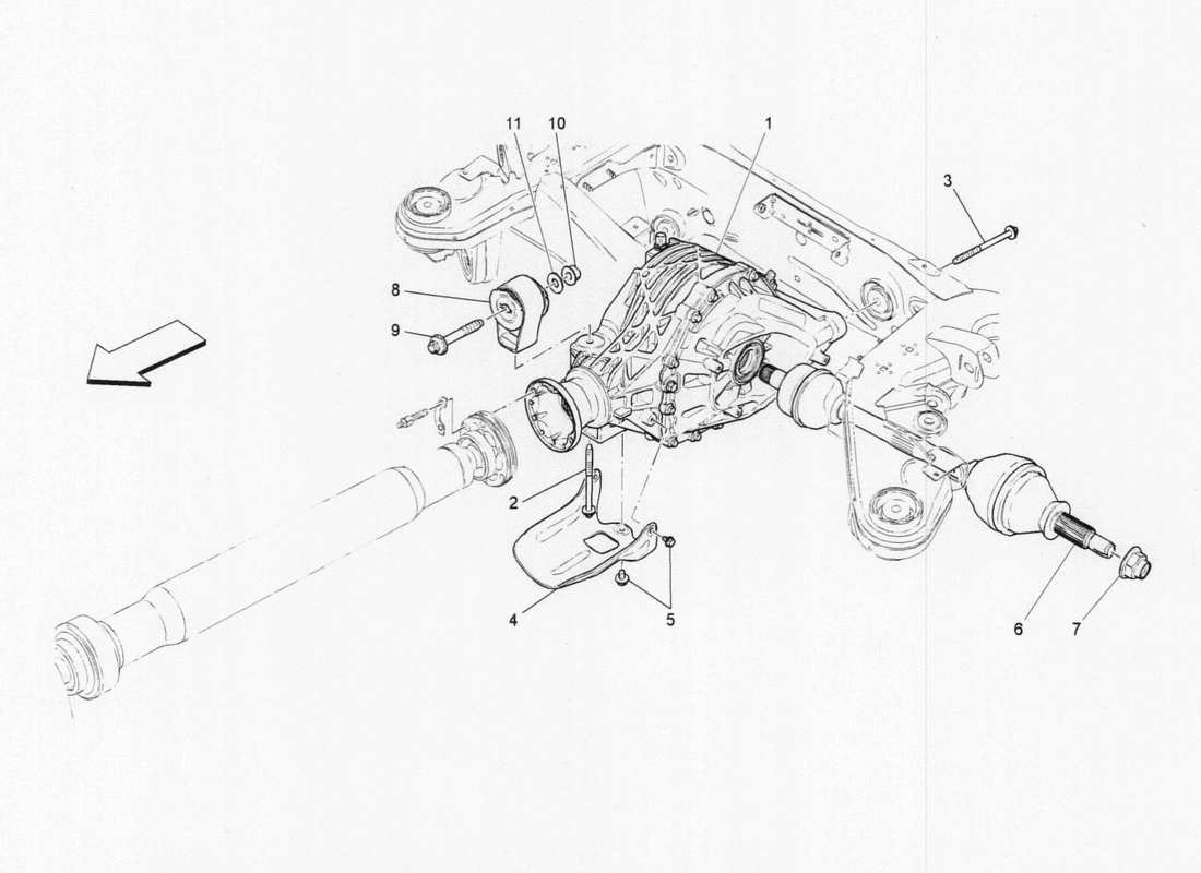 maserati qtp. v6 3.0 bt 410bhp 2015 differential and rear axle shafts part diagram