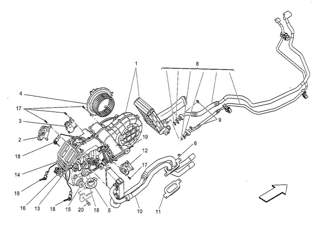 maserati qtp. v8 3.8 530bhp 2014 a c unit: tunnel devices part diagram