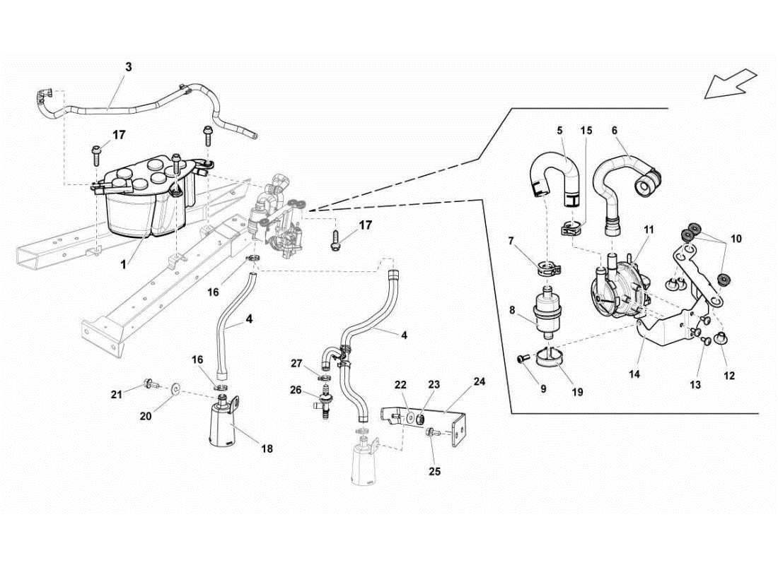 lamborghini gallardo sts ii sc vapor filter part diagram