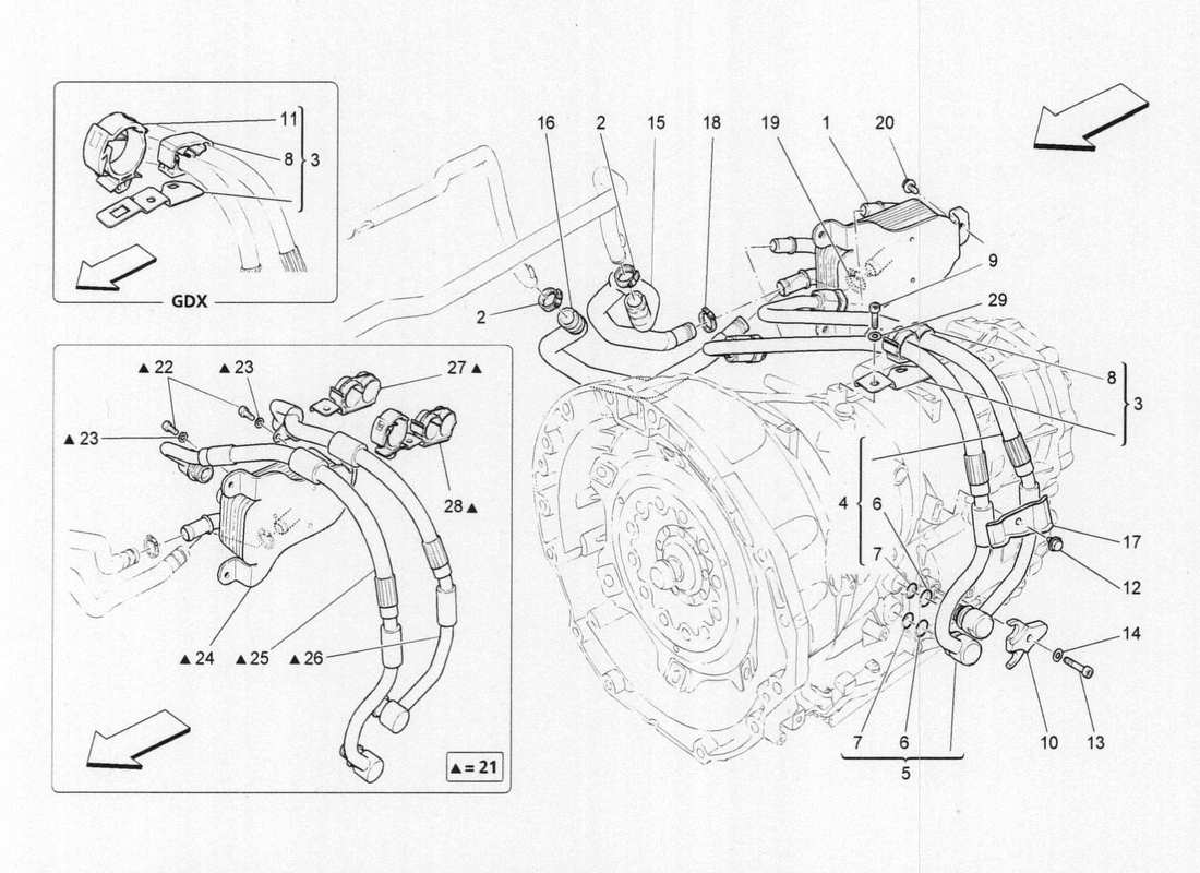 maserati qtp. v6 3.0 bt 410bhp 2015 lubrication and gearbox oil cooling part diagram