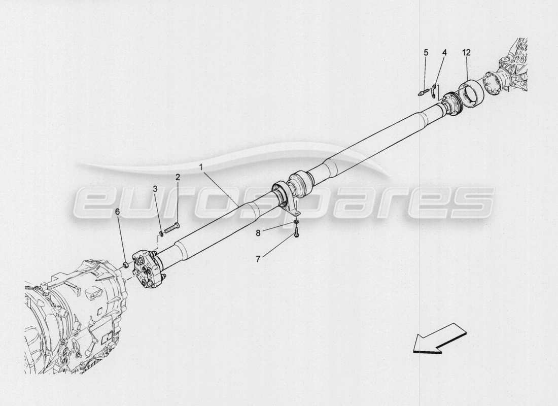 maserati qtp. v8 3.8 530bhp auto 2015 transmission shaft part diagram