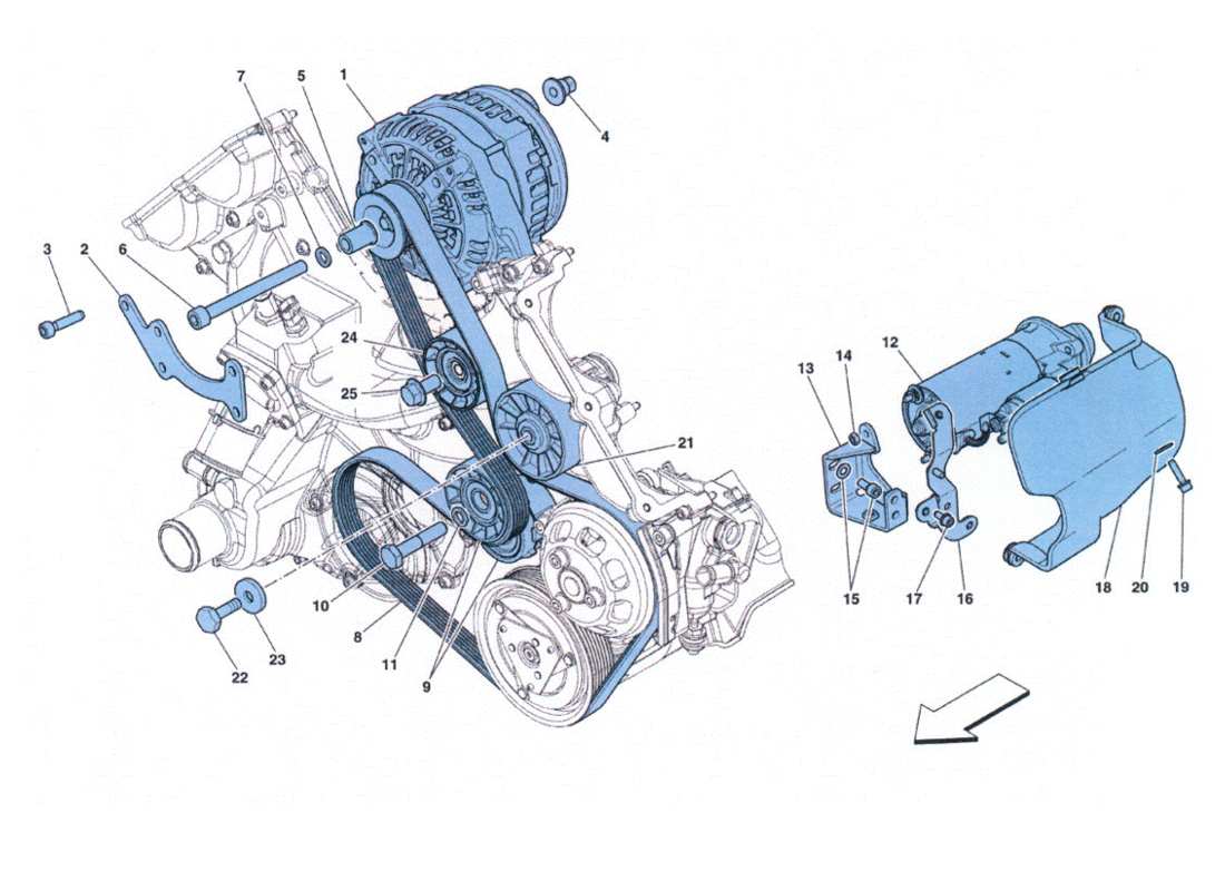 ferrari 458 challenge generatore di corrente - motorino di avviamento part diagram