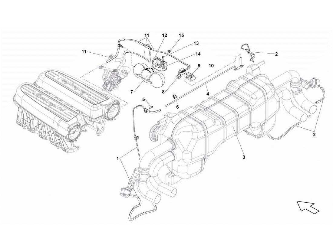 lamborghini gallardo lp570-4s perform exhaust system part diagram