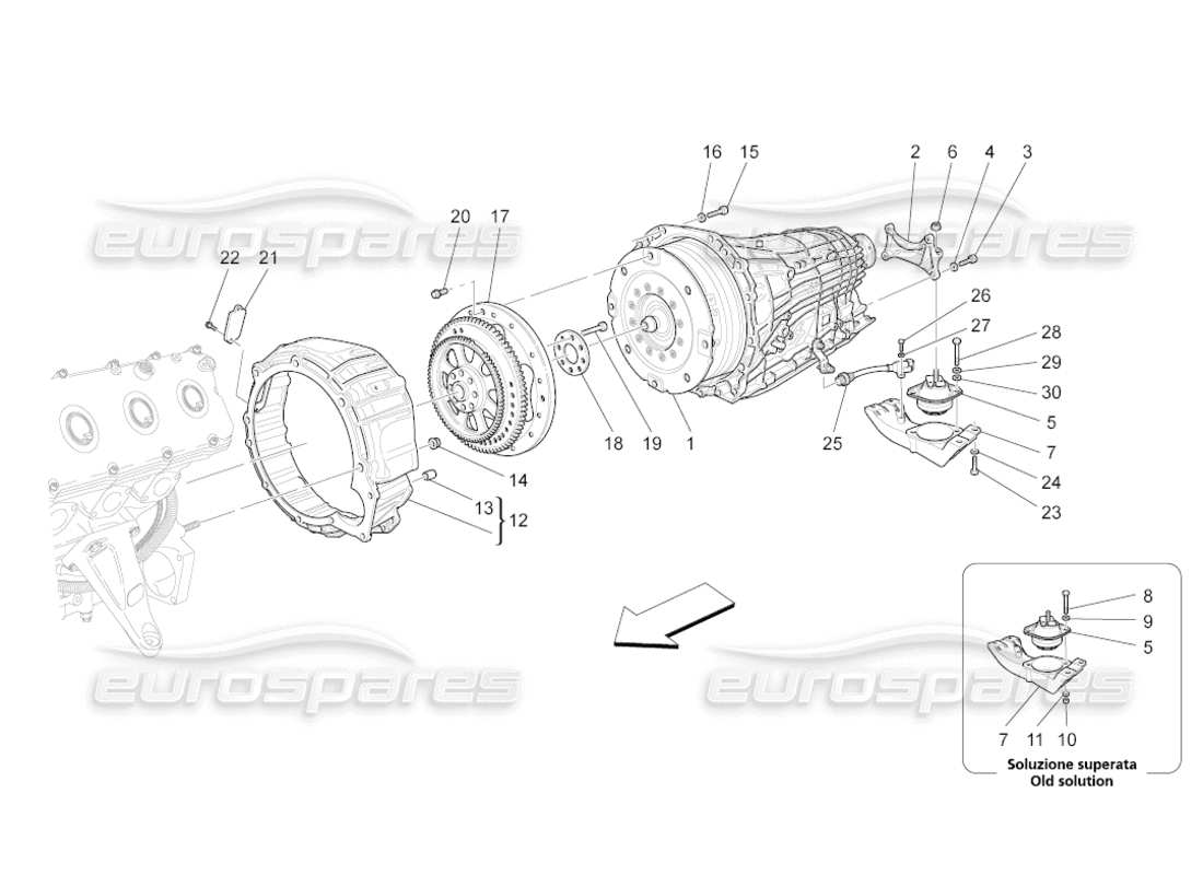 maserati grancabrio (2011) 4.7 gearbox housings part diagram