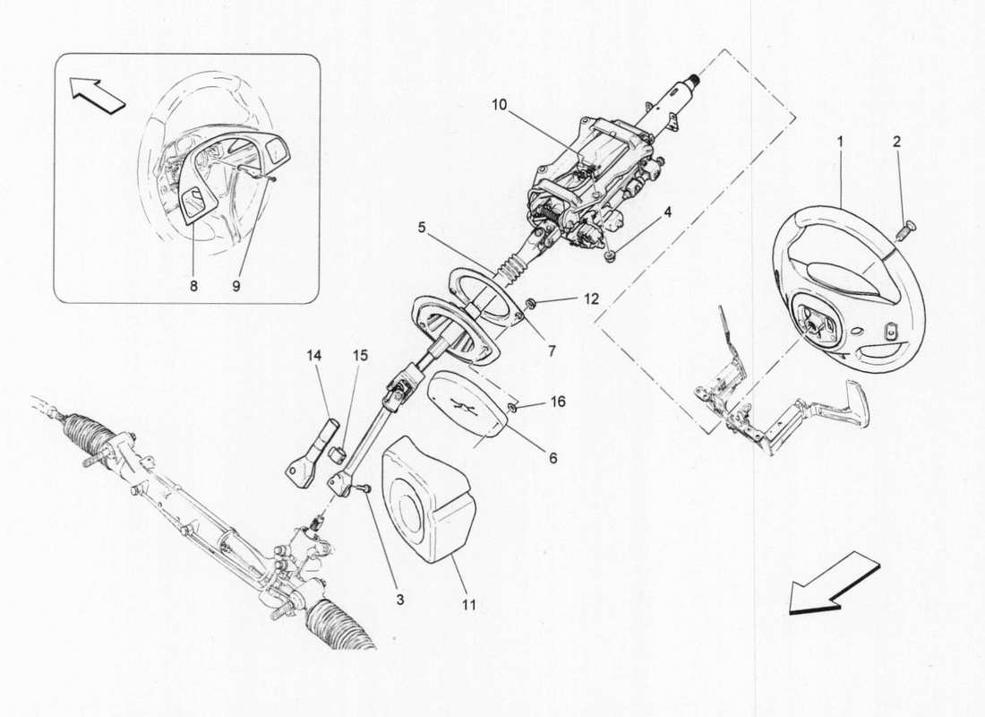 maserati qtp. v6 3.0 bt 410bhp 2015 steering column and wheel unit part diagram