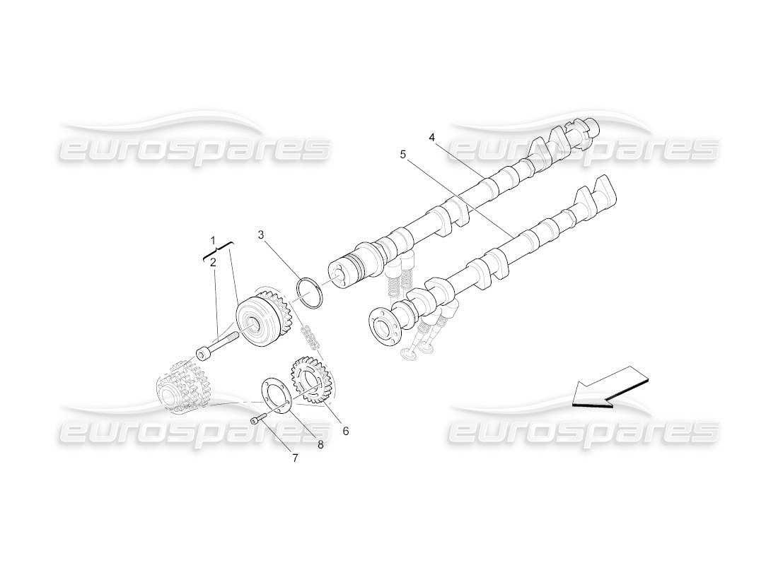 maserati qtp. (2011) 4.2 auto lh cylinder head camshafts part diagram