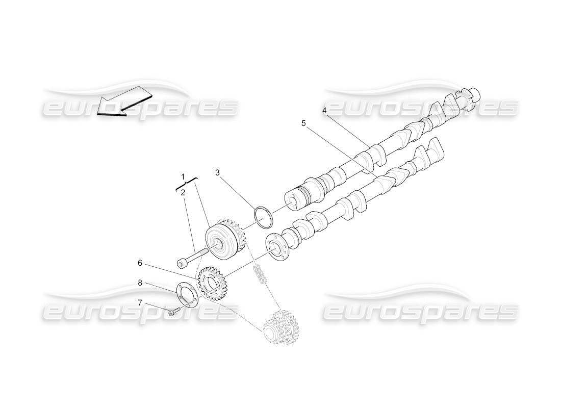 maserati qtp. (2011) 4.2 auto rh cylinder head camshafts part diagram