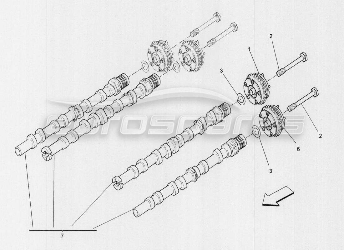 maserati qtp. v8 3.8 530bhp auto 2015 lh cylinder head camshafts part diagram