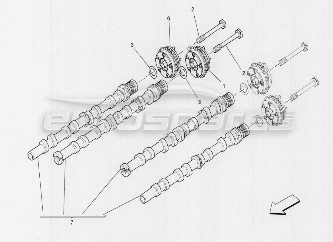 maserati qtp. v8 3.8 530bhp auto 2015 rh cylinder head camshafts part diagram