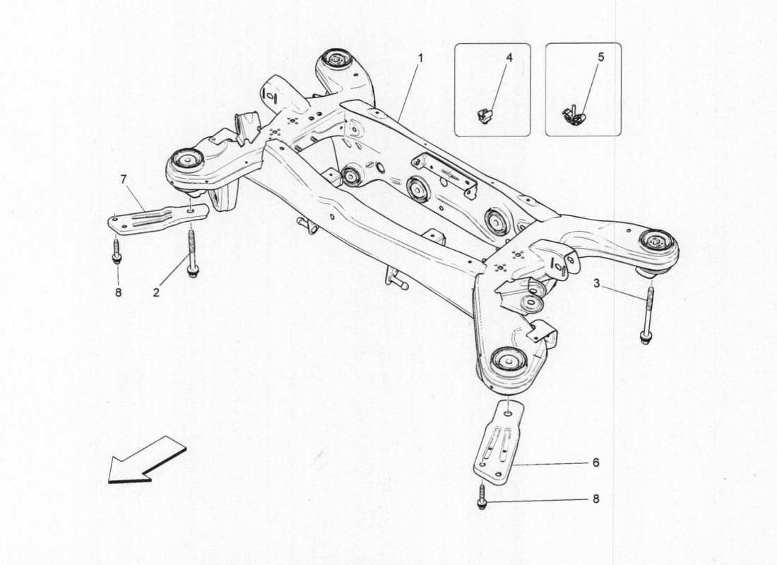 maserati qtp. v6 3.0 bt 410bhp 2015 rear chassis part diagram