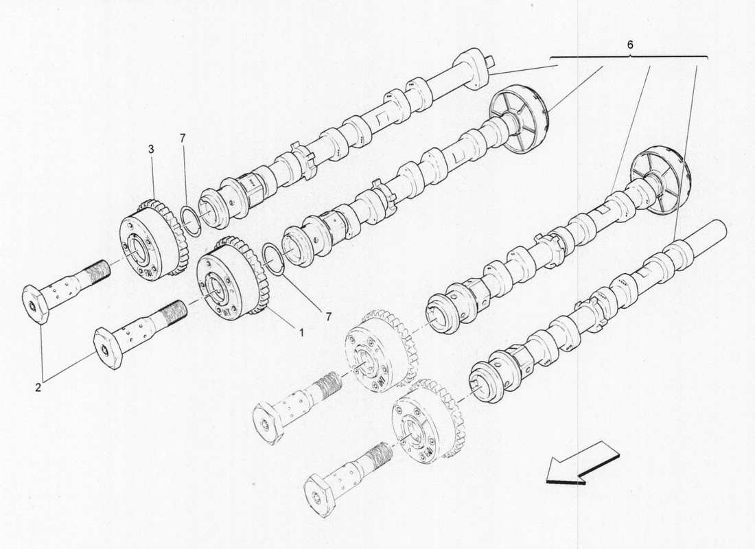 maserati qtp. v6 3.0 bt 410bhp 2015 rh cylinder head shafts part diagram