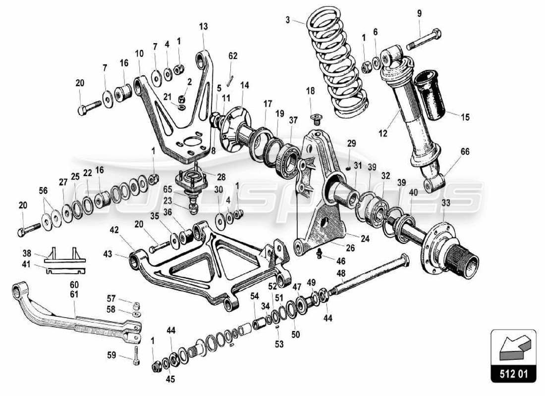 lamborghini miura p400s rear suspension part diagram