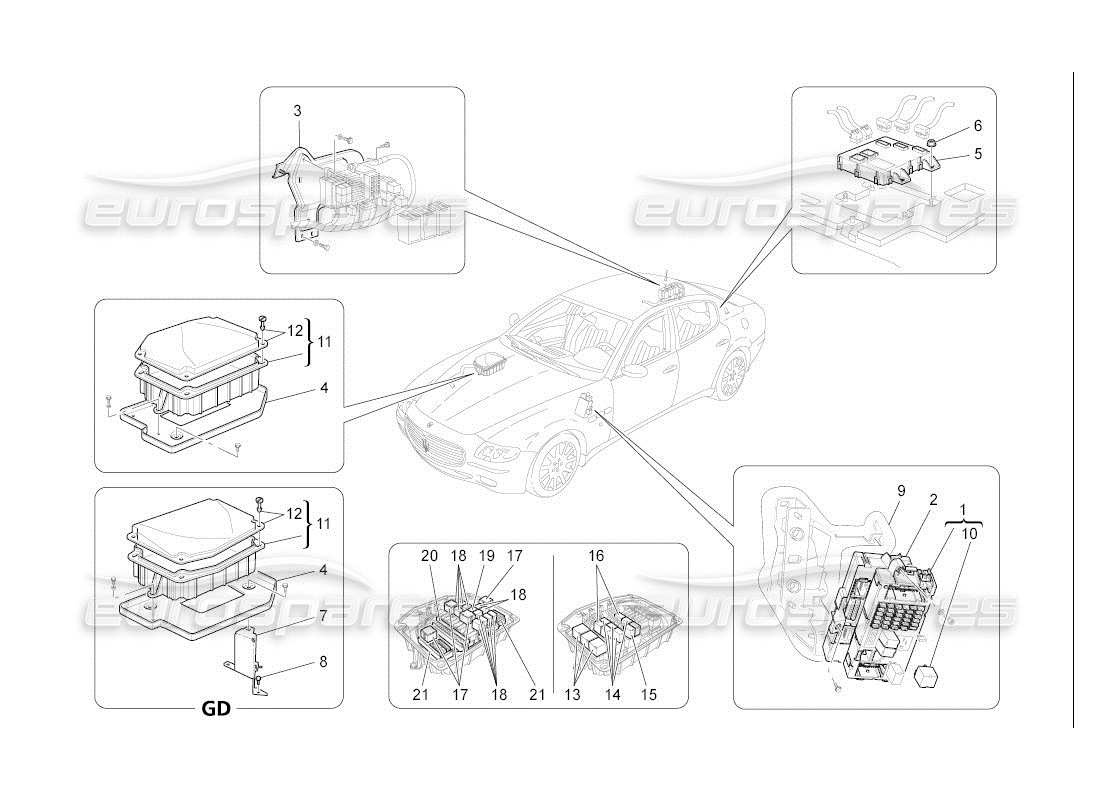 maserati qtp. (2007) 4.2 auto relays, fuses and boxes part diagram