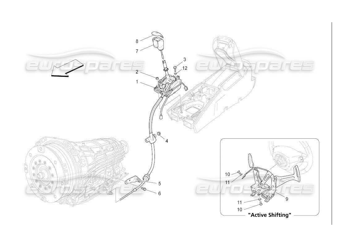 maserati qtp. (2007) 4.2 auto driver controls for automatic gearbox part diagram