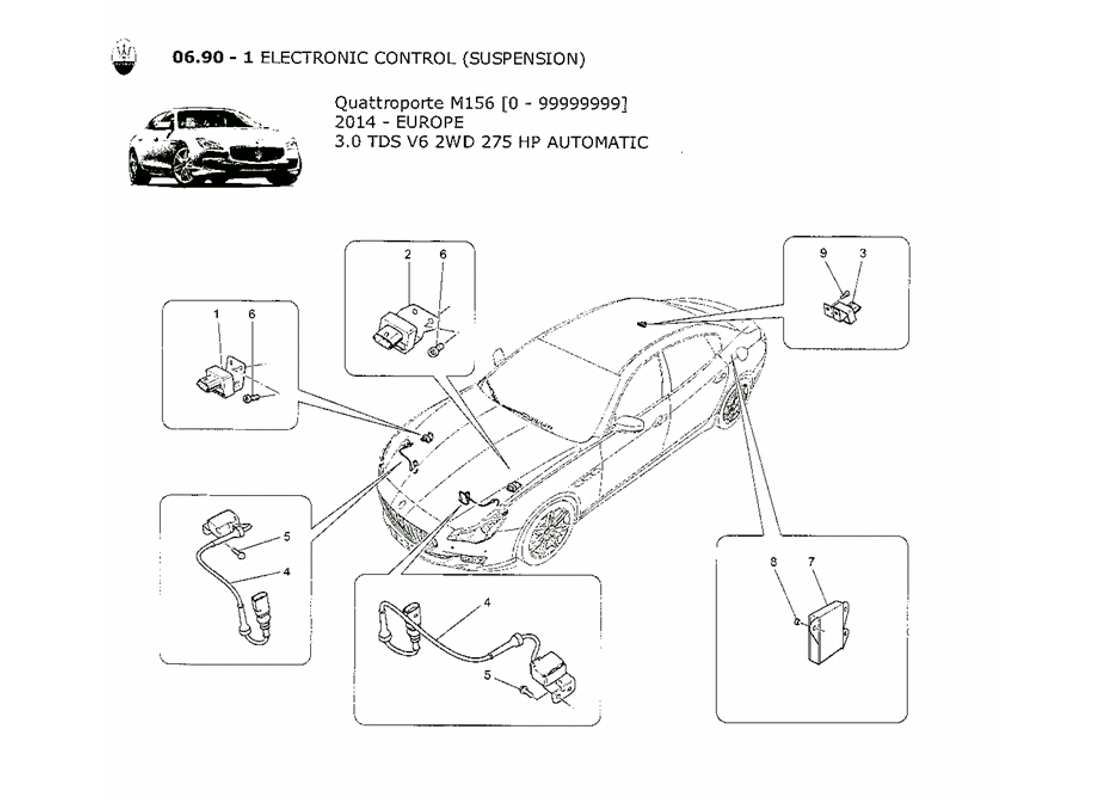 maserati qtp. v6 3.0 tds 275bhp 2014 electronic control (suspension) part diagram