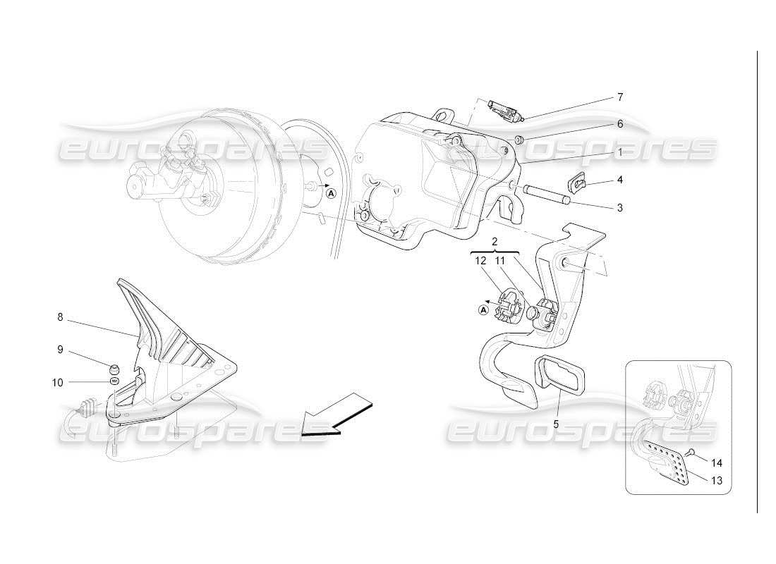 maserati qtp. (2007) 4.2 auto complete pedal board unit part diagram