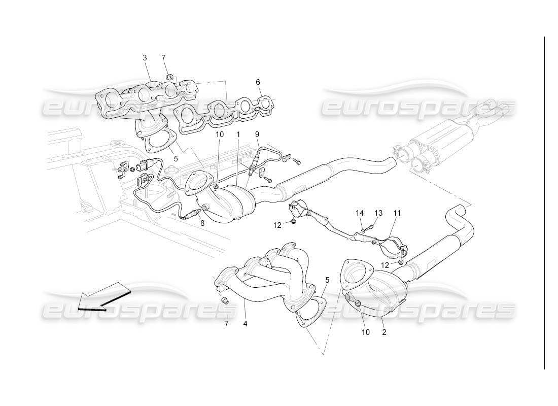 maserati qtp. (2007) 4.2 auto pre-catalytic converters and catalytic converters part diagram