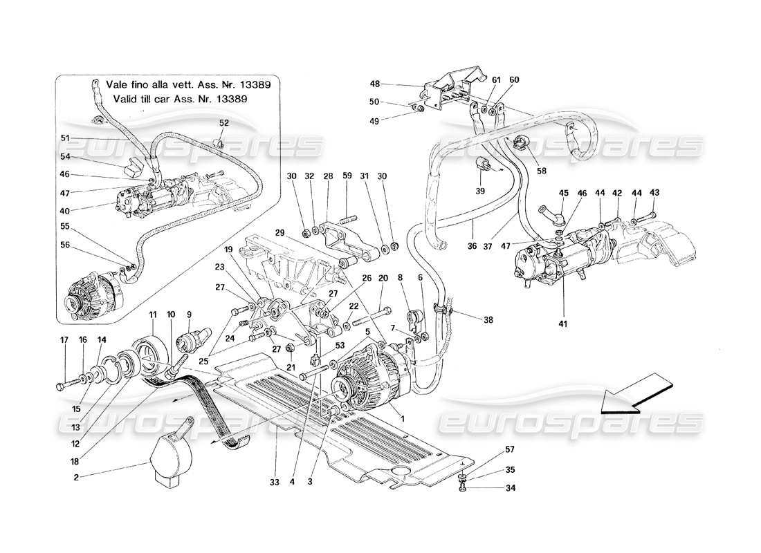 ferrari 348 (1993) tb / ts current generator - starting motor part diagram