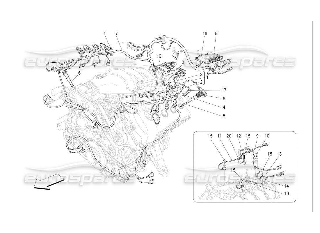 maserati qtp. (2007) 4.2 auto electronic control: injection and engine timing control part diagram