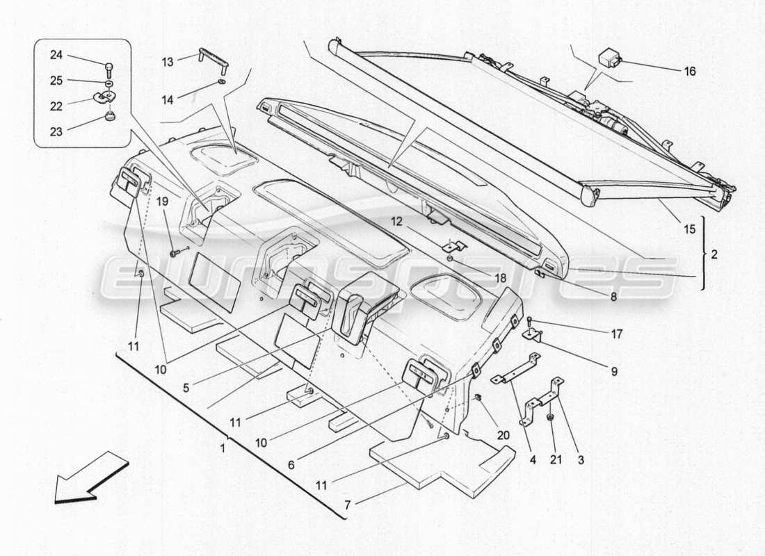 maserati qtp. v8 3.8 530bhp auto 2015 roof and sun visors part diagram